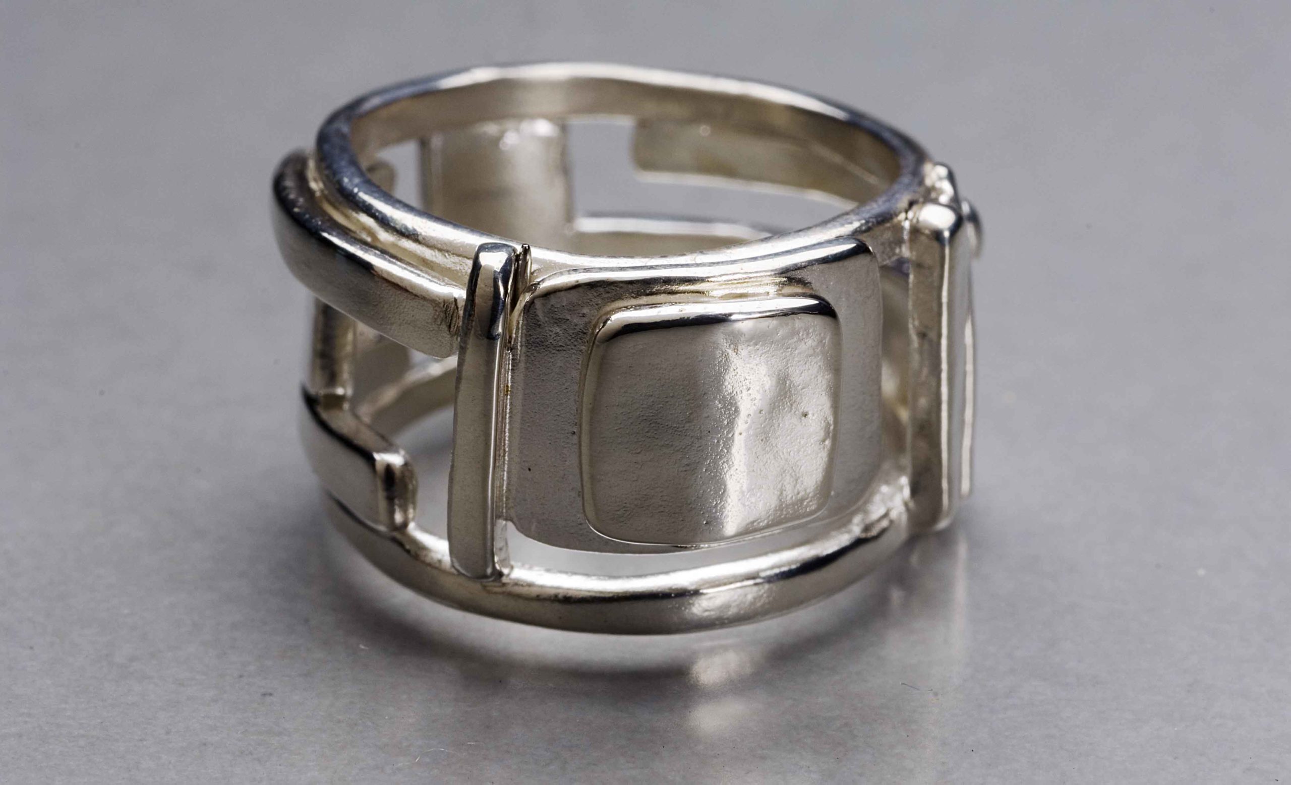 Wide Band Parallel Ring, Engagement Ring in Platinum, 18k + Diamonds -  Catherine Iskiw Designs