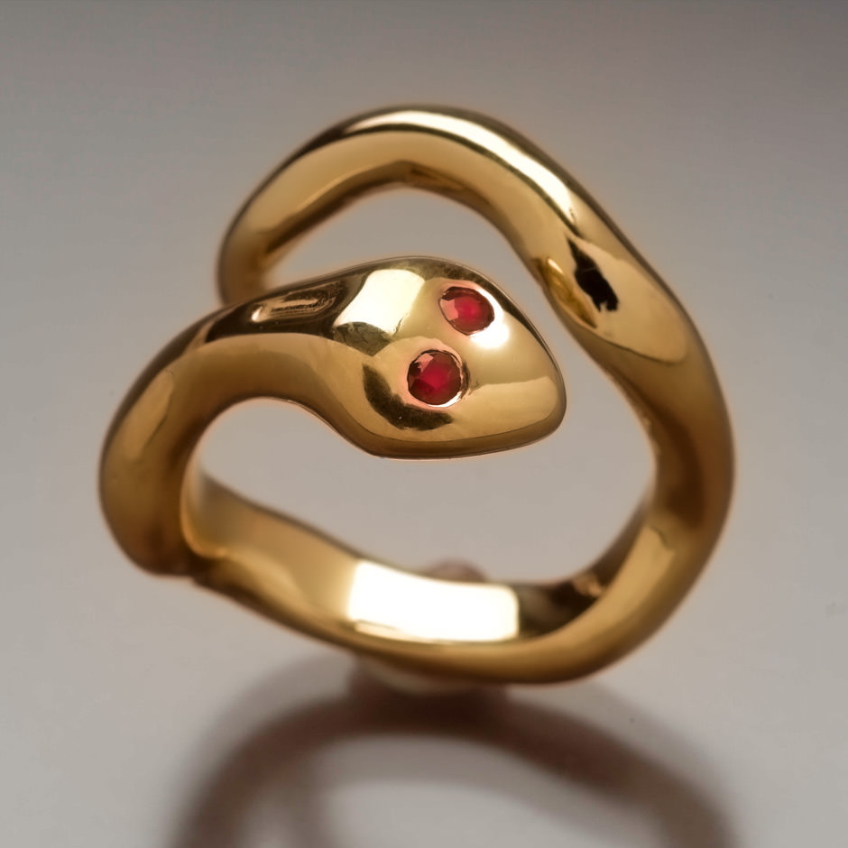 Gold and Ruby Snake Ring